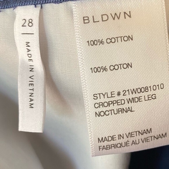 BLDWN Blue White High Waisted Pants Cropped Wide Leg Skater Size 28 - Picture 8 of 11